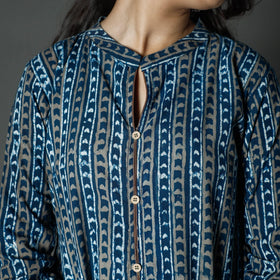 Pipad printed cotton long kurta - handcrafted