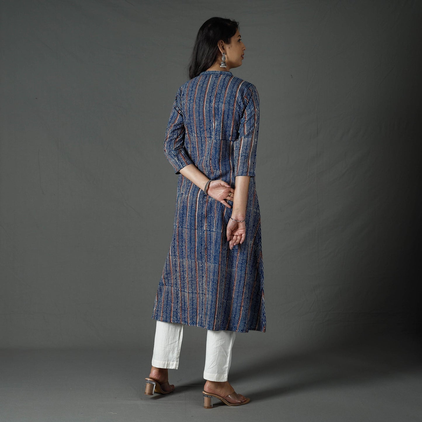 Buy Pipad Block Printed Cotton Long Kurta for Women