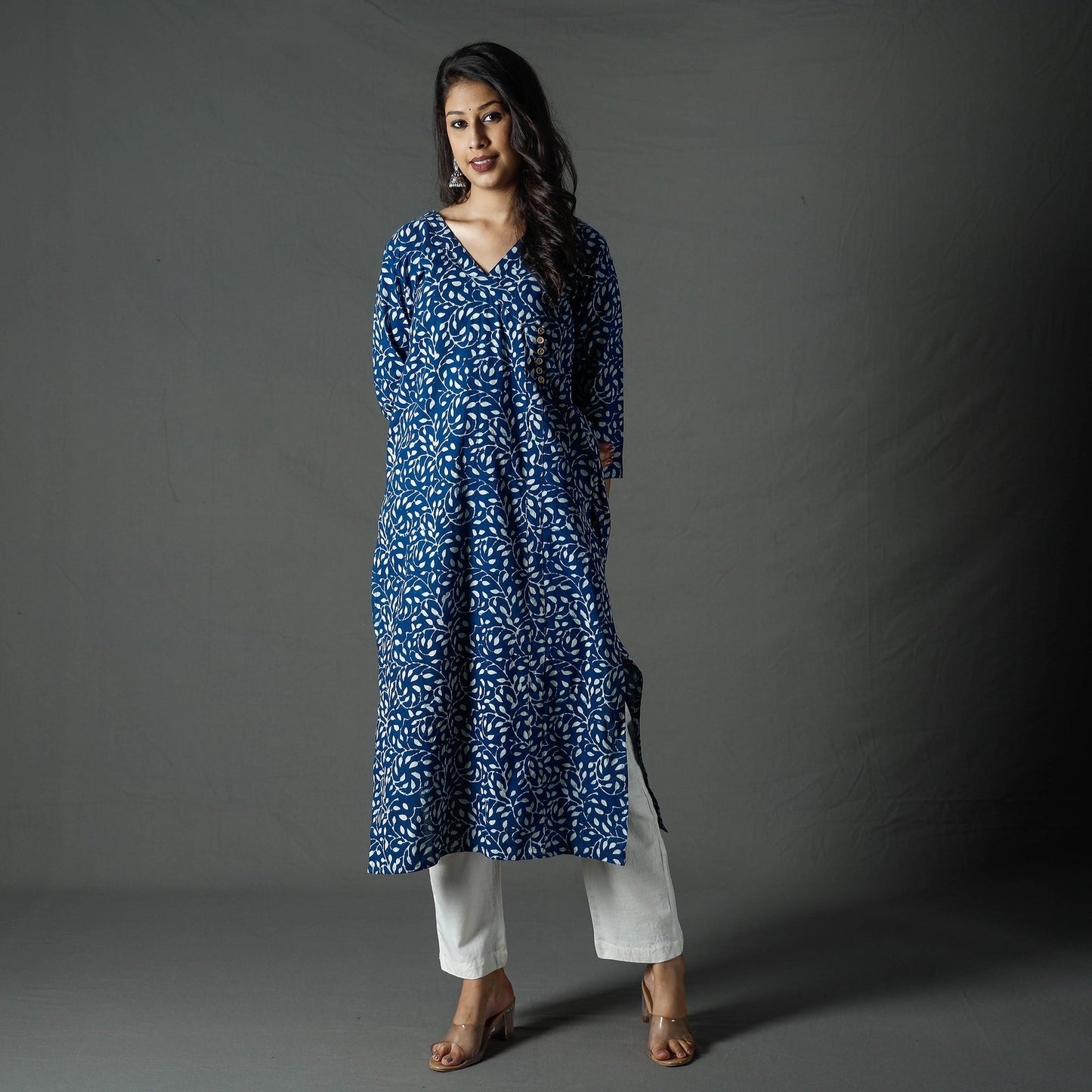 Buy Pipad Block Printed Cotton Long Kurta for Women