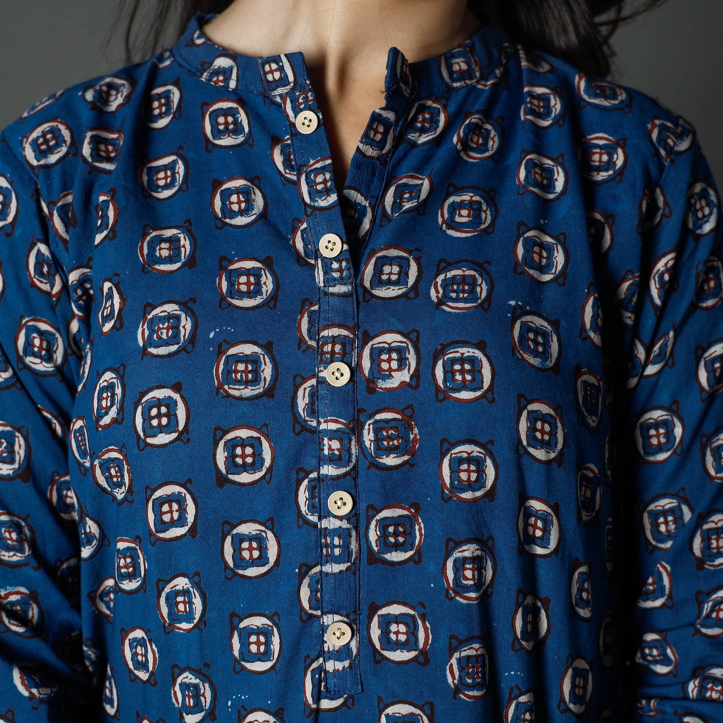 Buy Pipad Block Printed Cotton Long Kurta for Women