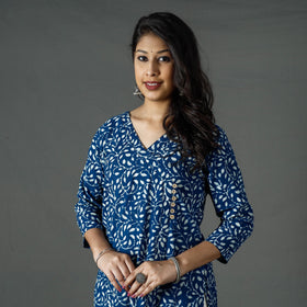 Buy Pipad Block Printed Cotton Long Kurta for Women