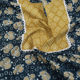 Buy Blue Pipad Print Patchwork Cotton Kurta Material