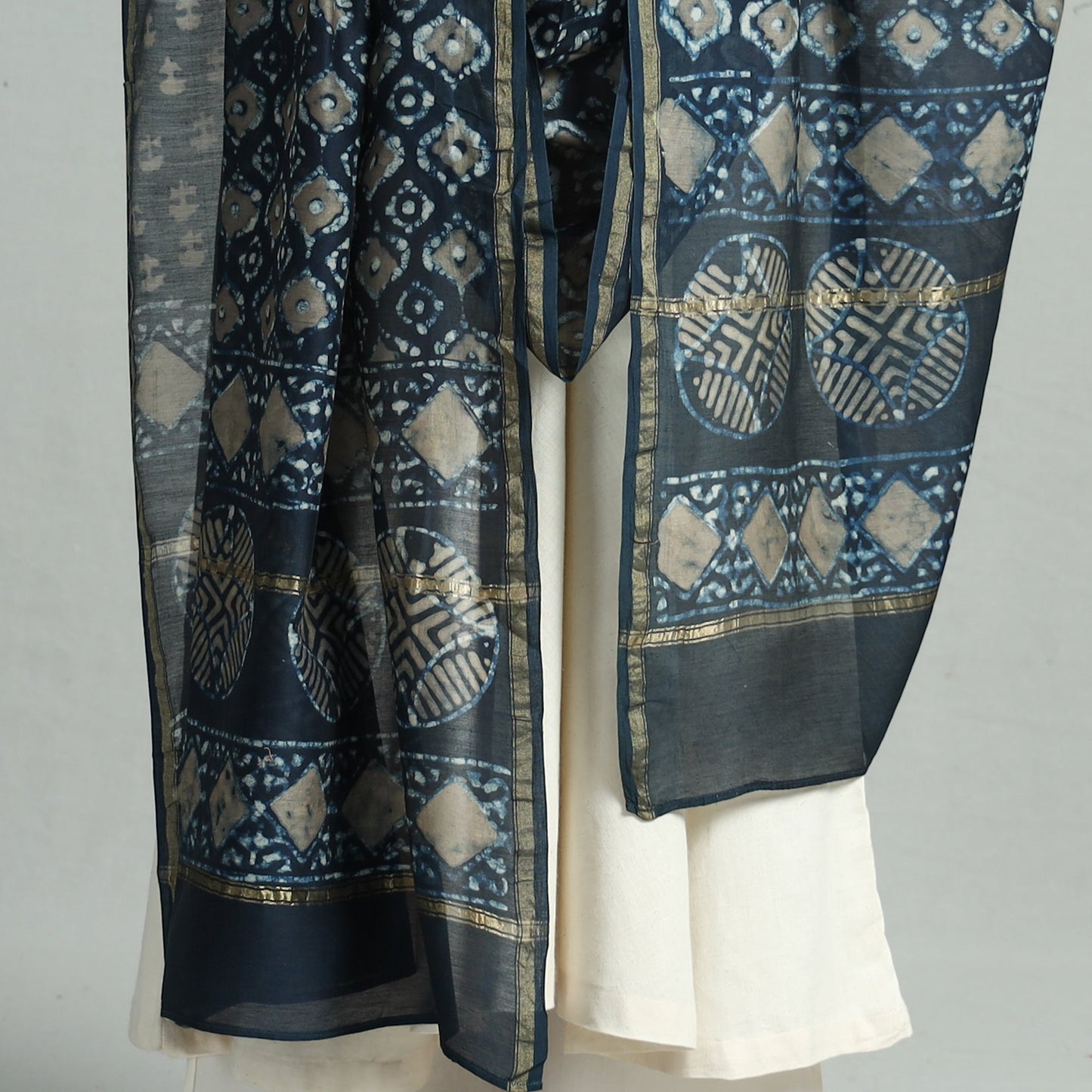 Buy Pipad Block Printed Chanderi Silk Handloom Dupatta 01 Online at iTokri.com
