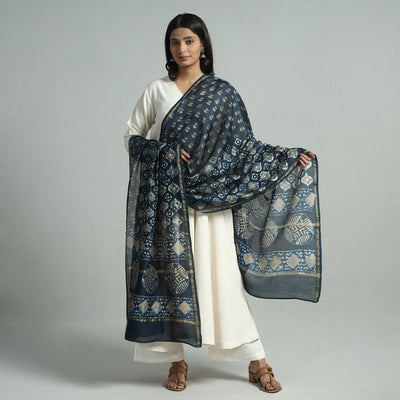 Buy Pipad Block Printed Chanderi Silk Handloom Dupatta 01 Online at iTokri.com
