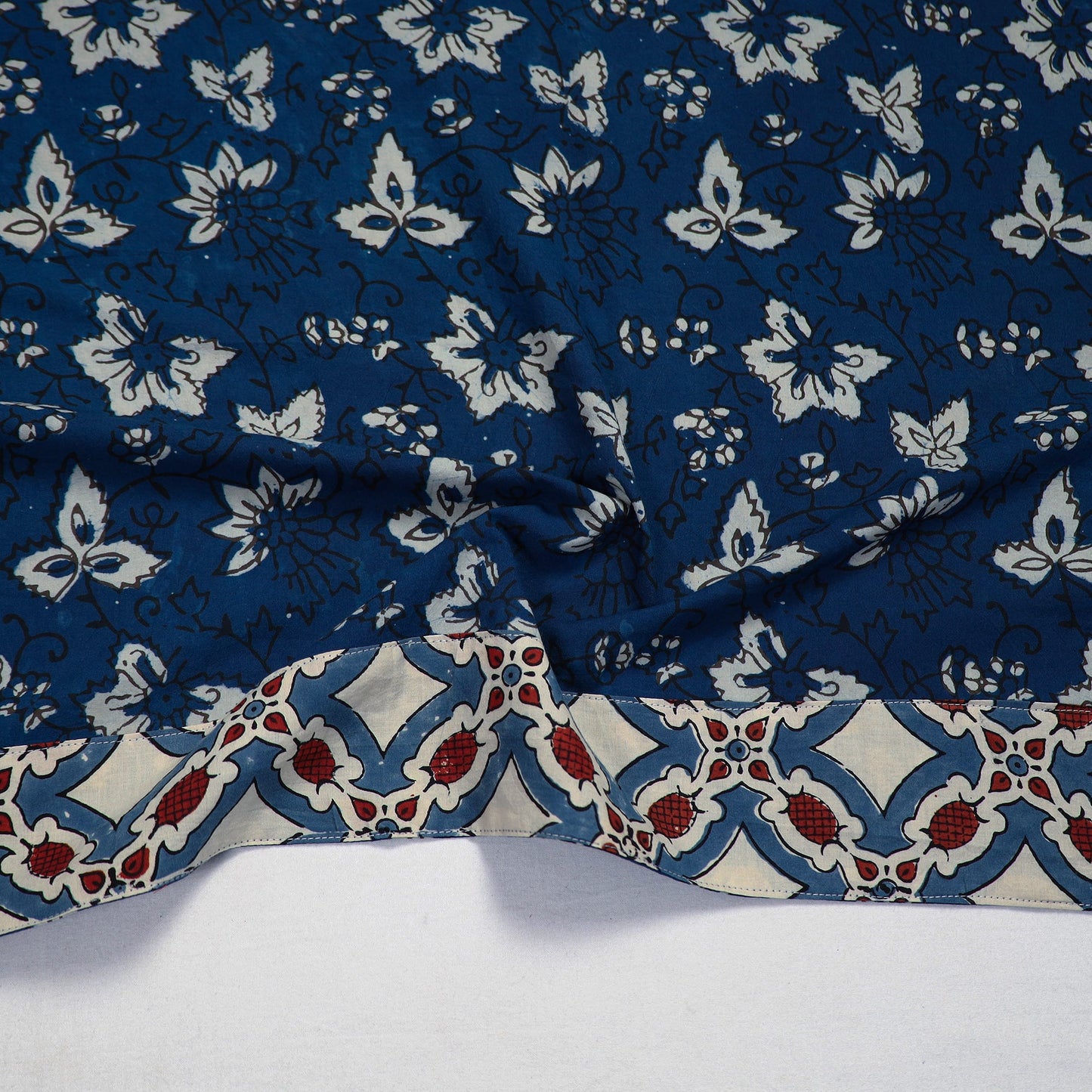 Shop Blue Pipad Block Printed Cotton Blouse Piece