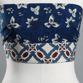 Shop Blue Pipad Block Printed Cotton Blouse Piece