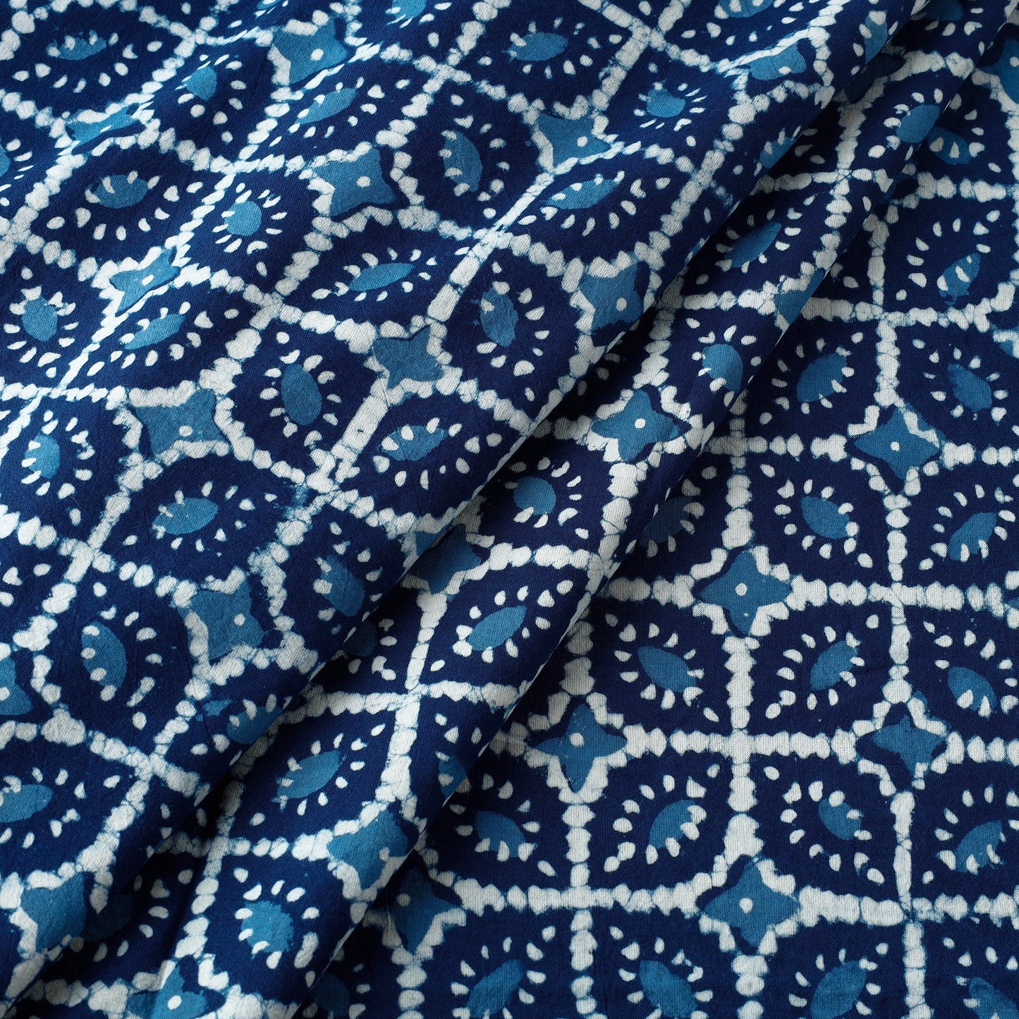 Blue - pipad printed cotton fabric - handcrafted