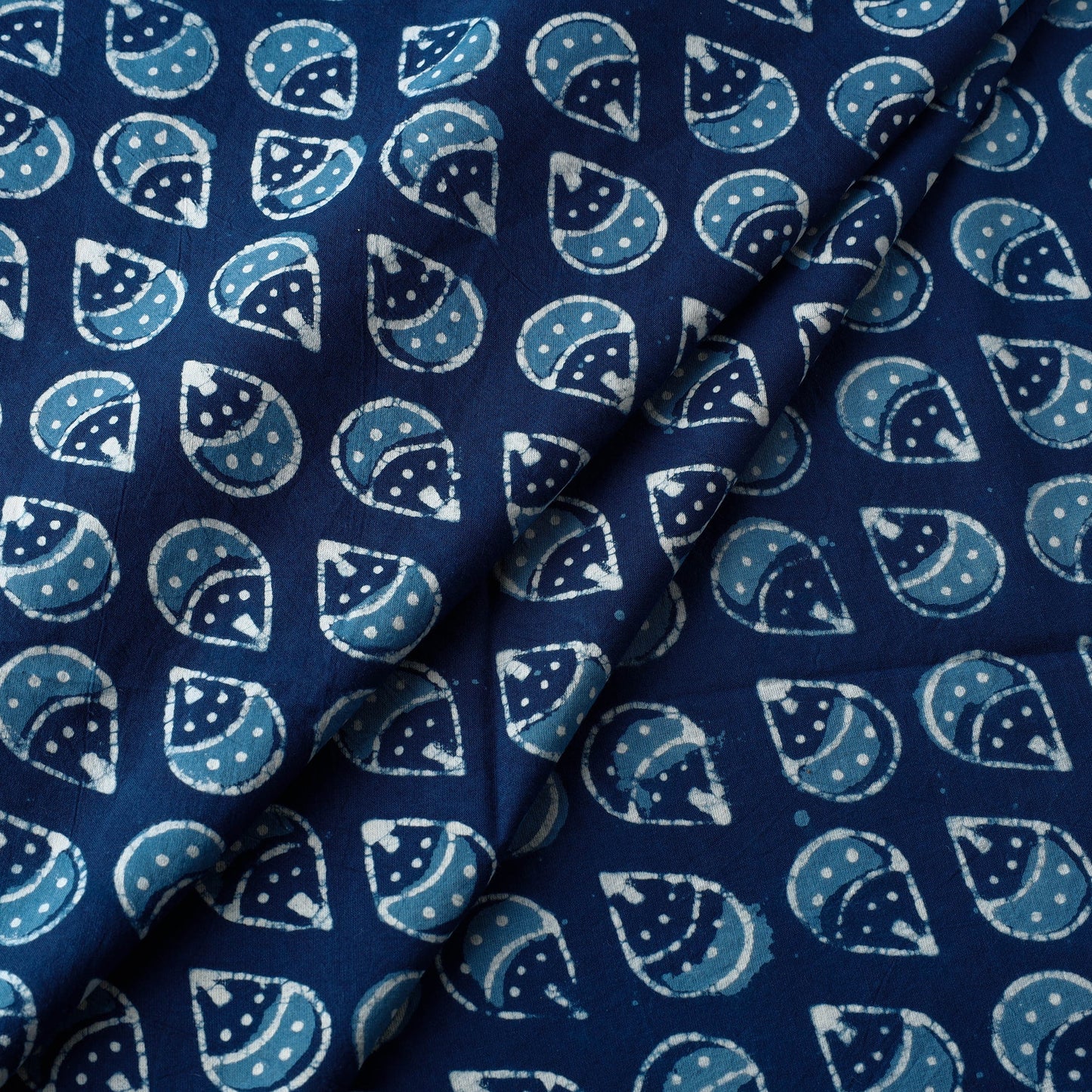 Blue - pipad printed cotton fabric - handcrafted