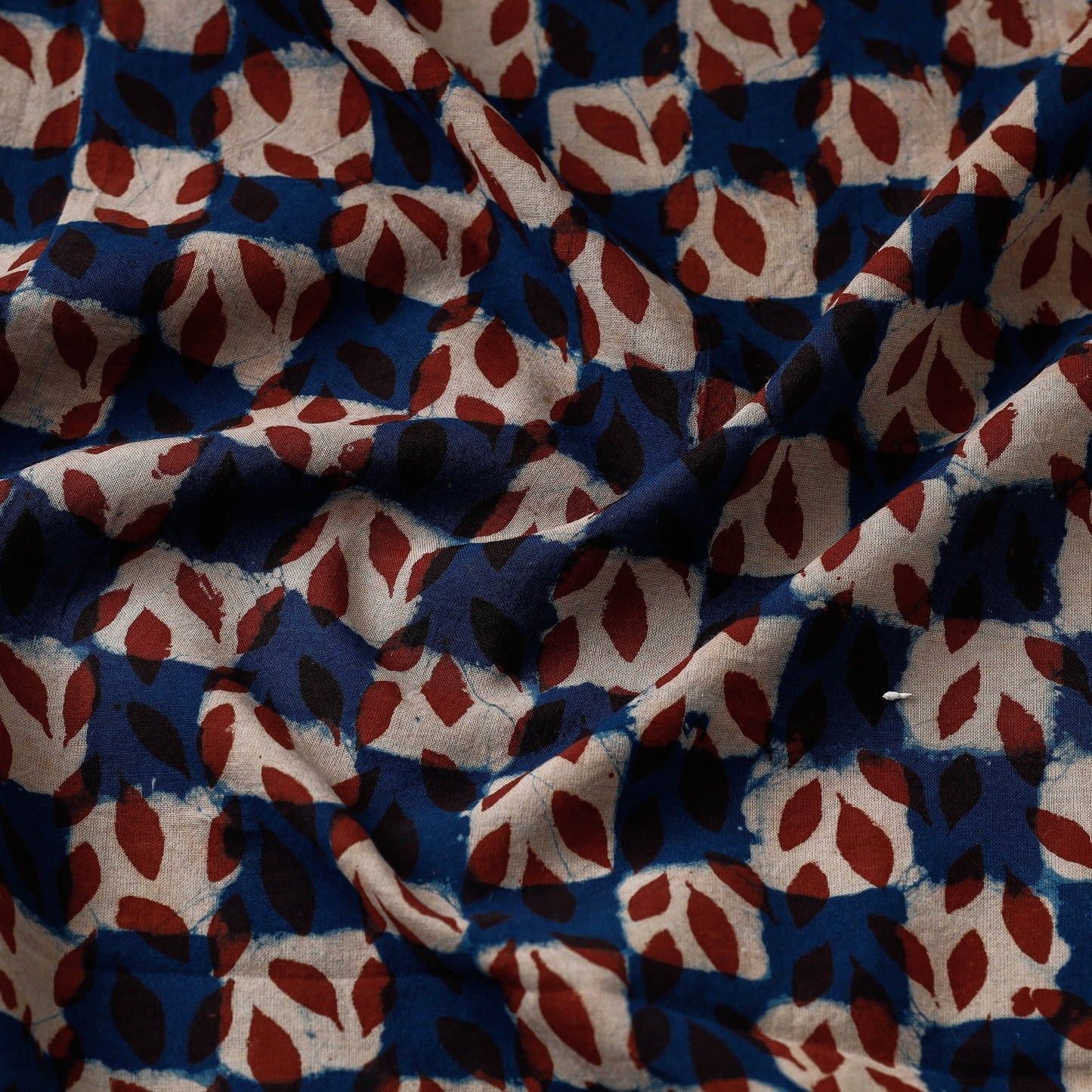 Blue - pipad printed cotton fabric - handcrafted