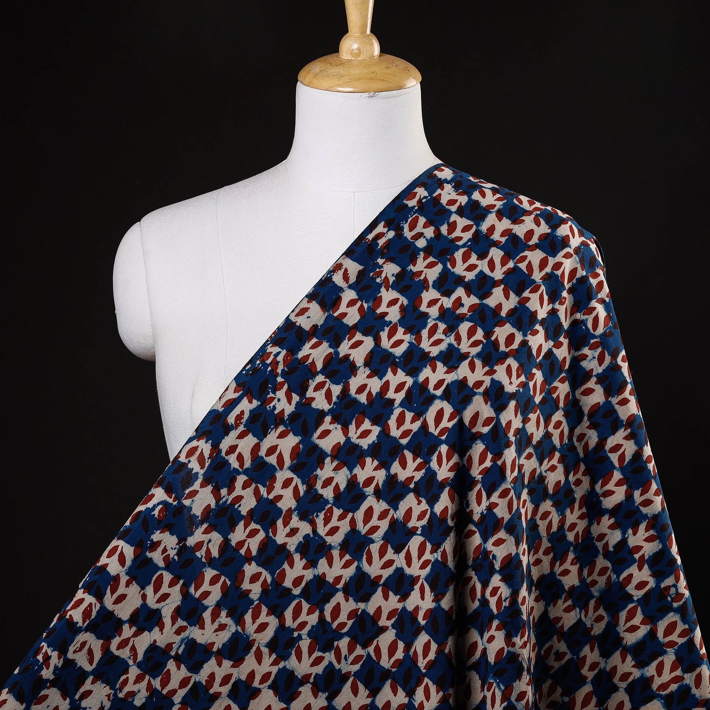 Blue - pipad printed cotton fabric - handcrafted