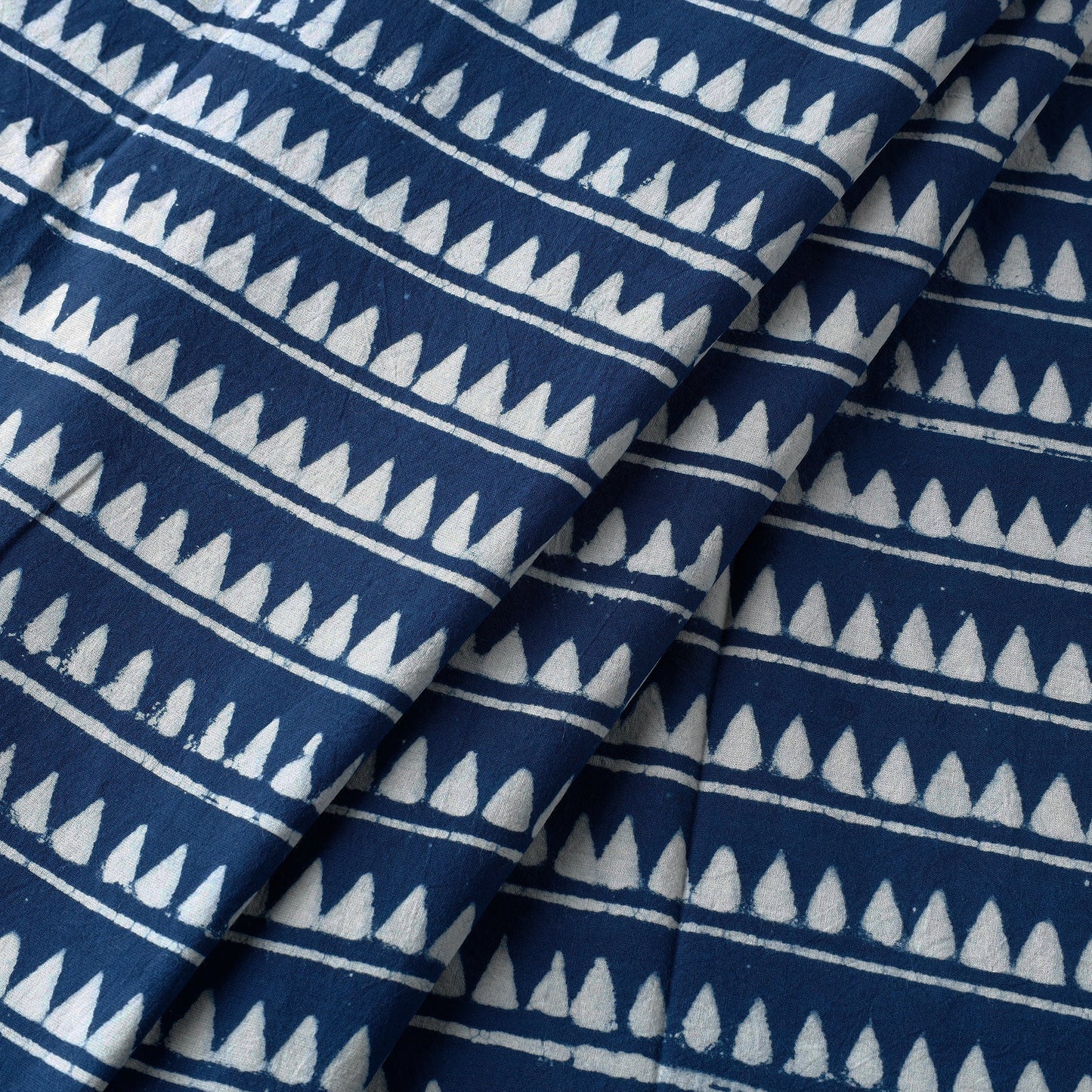 Blue - pipad printed cotton fabric - handcrafted