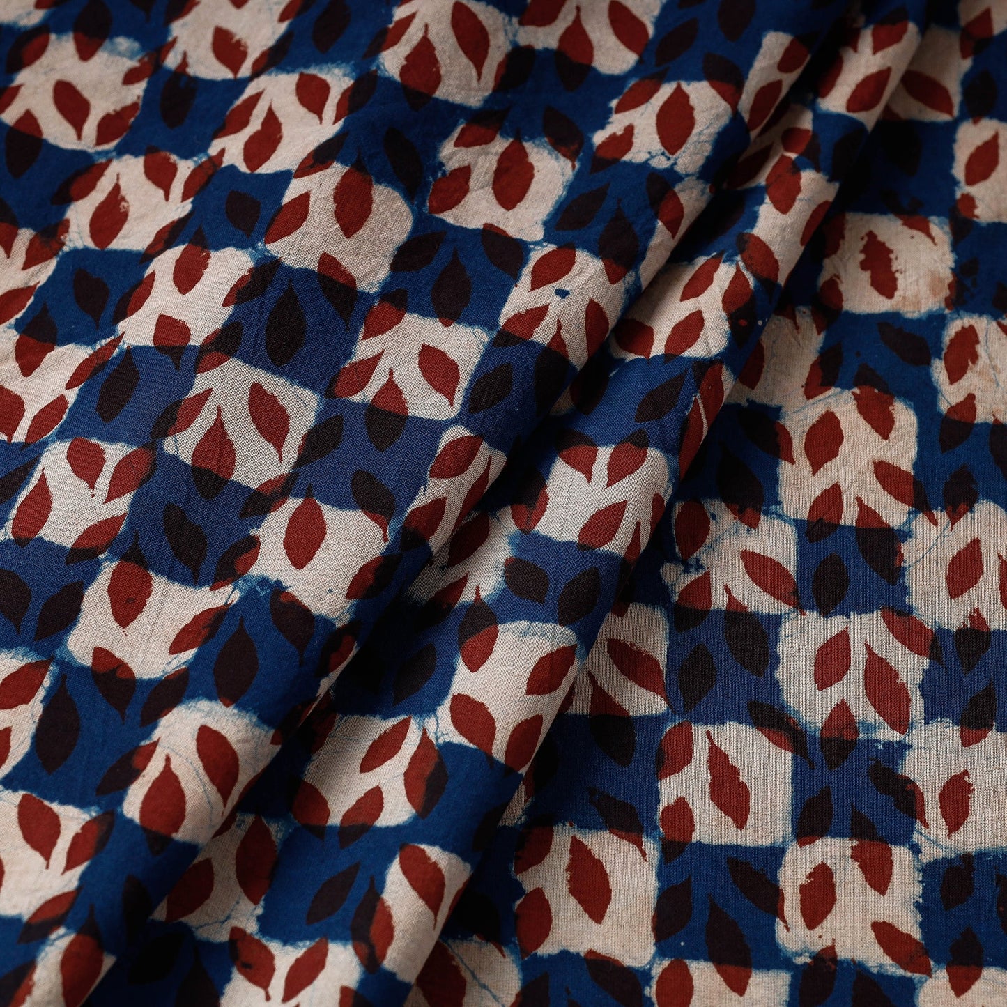 Blue - pipad printed cotton fabric - handcrafted