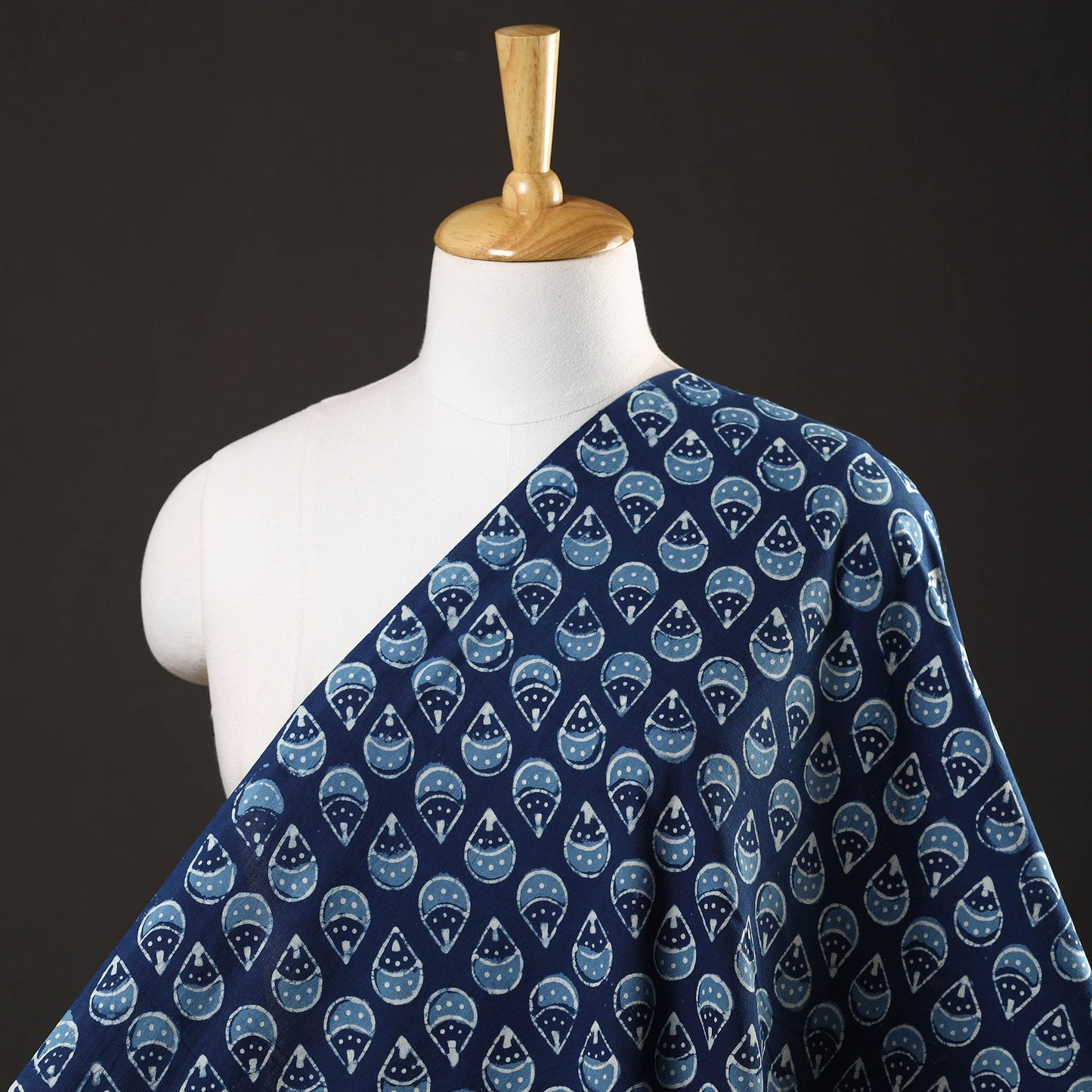 Blue - pipad printed cotton fabric - handcrafted