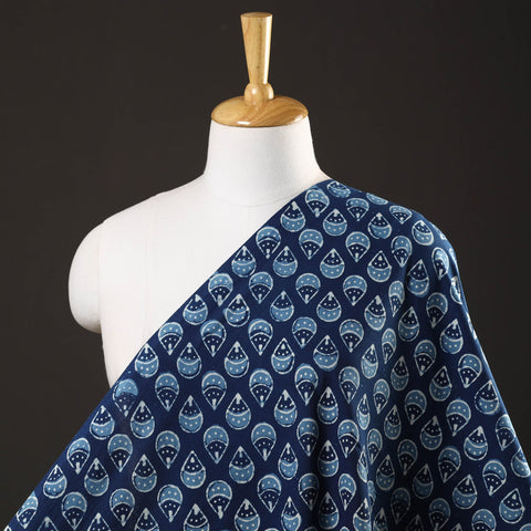 Blue - pipad printed cotton fabric - handcrafted