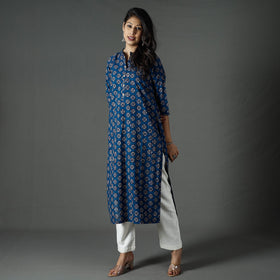 Buy Pipad Block Printed Cotton Long Kurta for Women