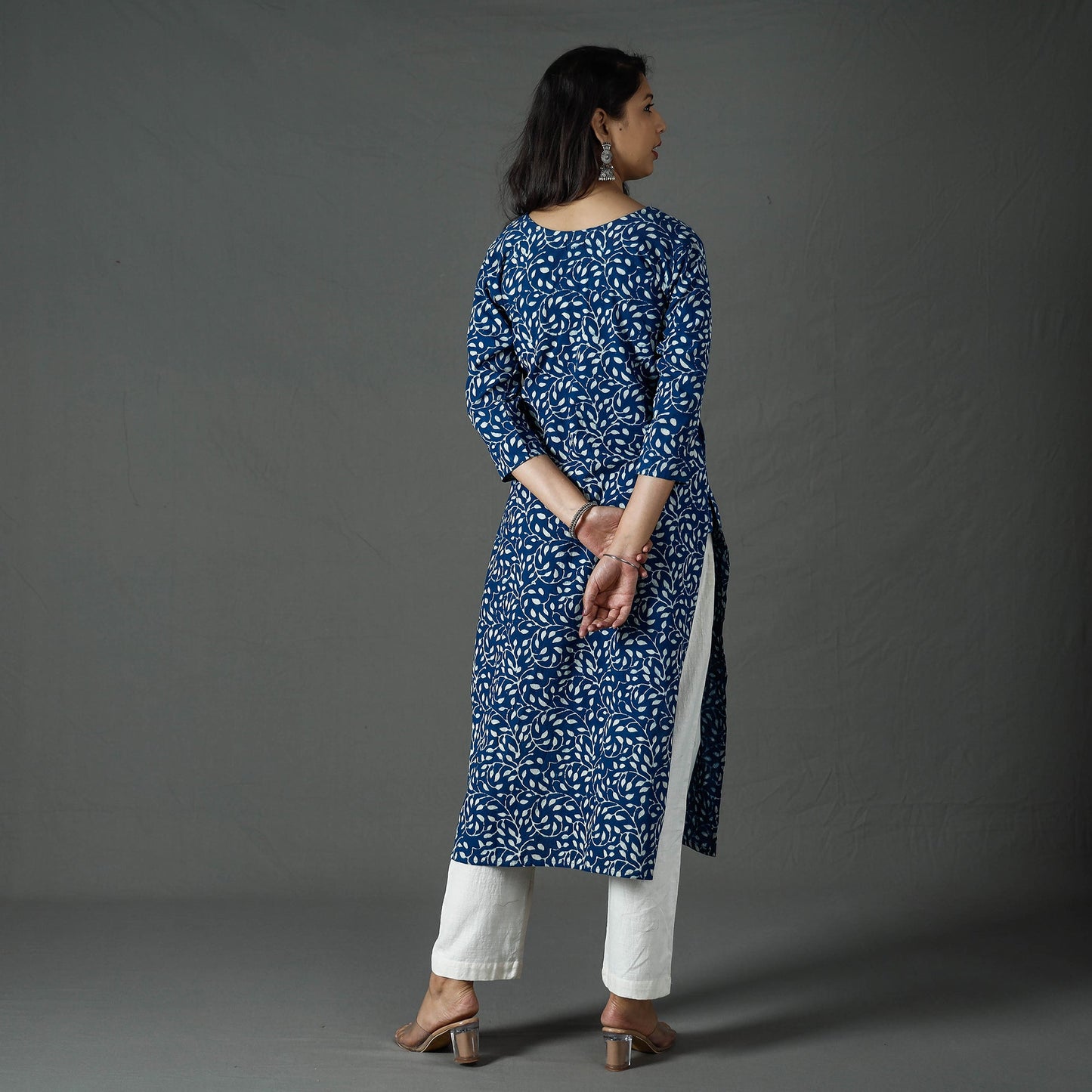 Buy Pipad Block Printed Cotton Long Kurta for Women