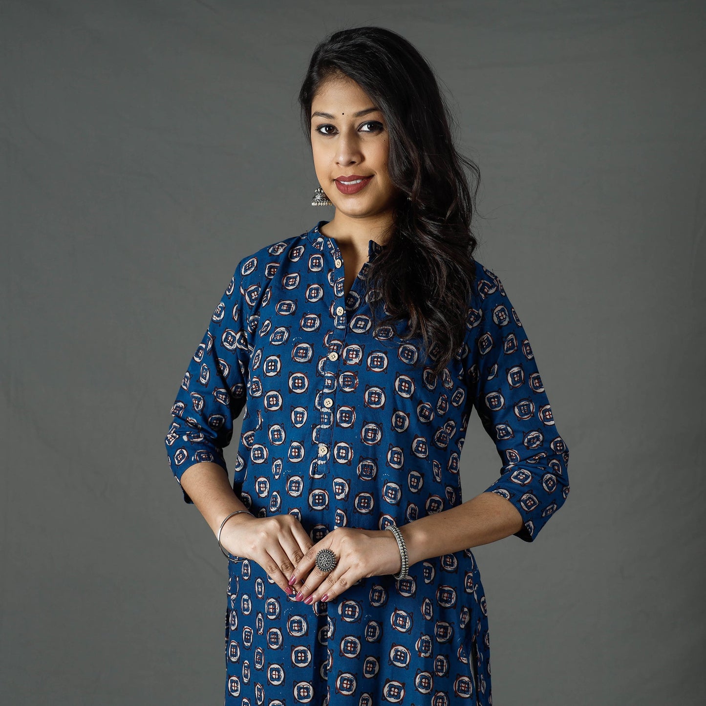 Buy Pipad Block Printed Cotton Long Kurta for Women