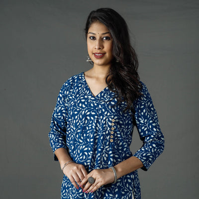 Buy Pipad Block Printed Cotton Long Kurta for Women