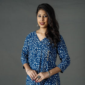 Buy Pipad Block Printed Cotton Long Kurta for Women