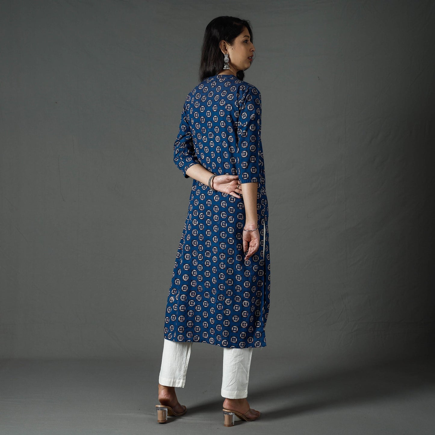Buy Pipad Block Printed Cotton Long Kurta for Women