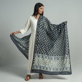  Pipad Block Printed Handloom Chanderi Silk Dupatta 63 
