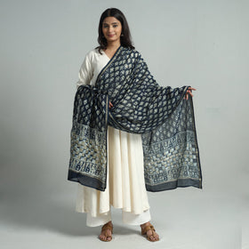  Pipad Block Printed Handloom Chanderi Silk Dupatta 63 