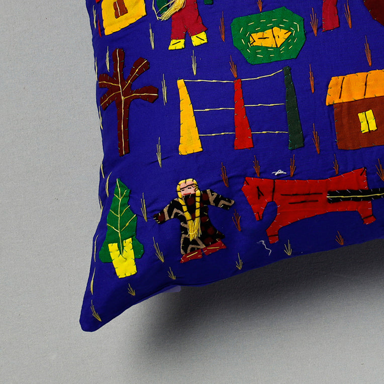  Pipli Applique Work Cotton Cushion Cover (16 x 16 in) Assorted Online at iTokri.com