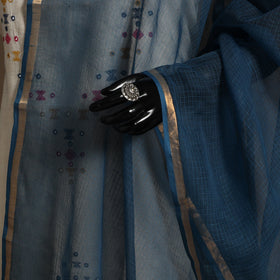 Blue Plain Cotton Kota Doria Dupatta