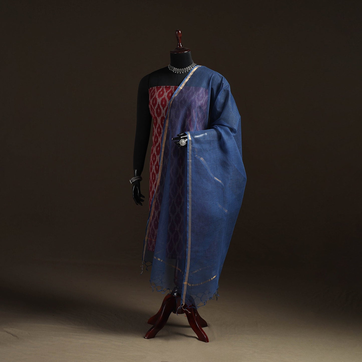 Plain cotton kota doria dupatta 23 - handcrafted