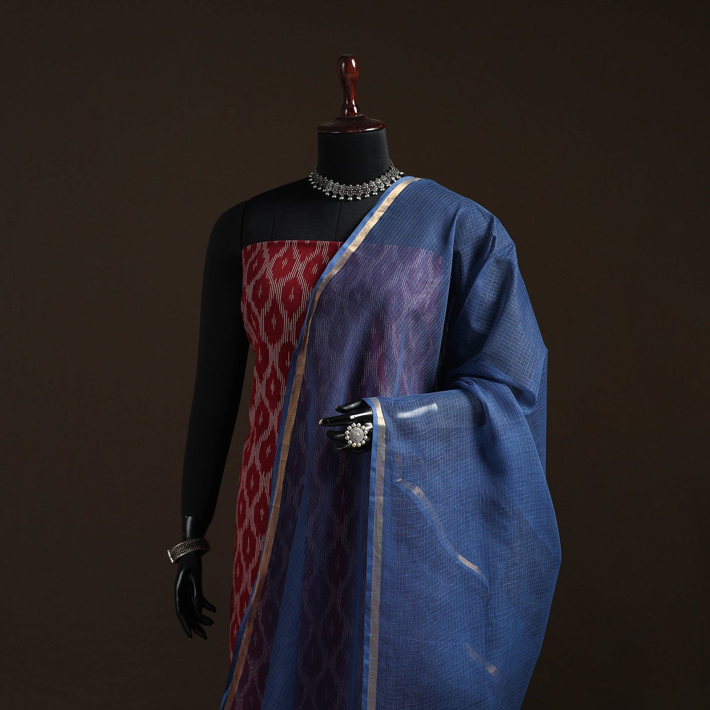 Plain cotton kota doria dupatta 23 - handcrafted