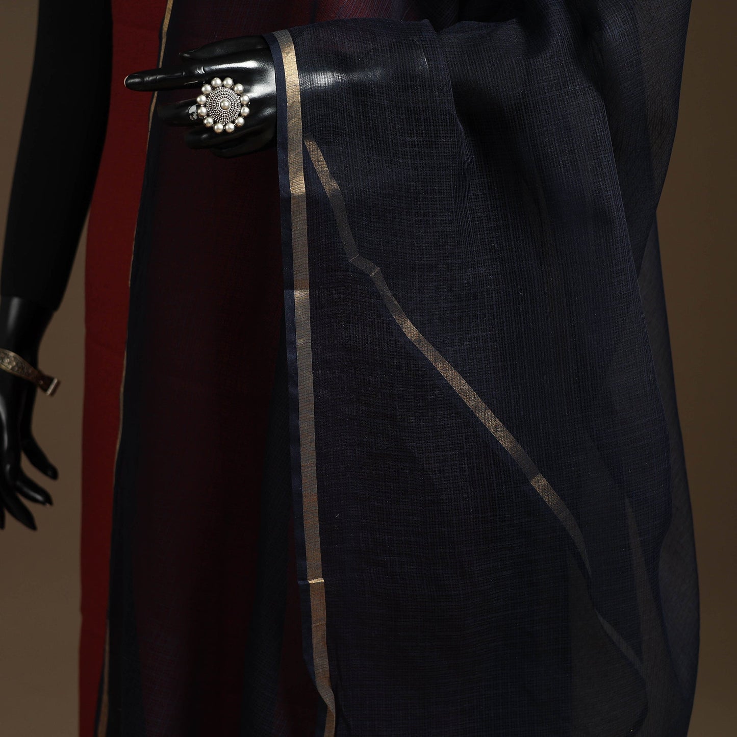 Plain cotton kota doria dupatta 23 - handcrafted