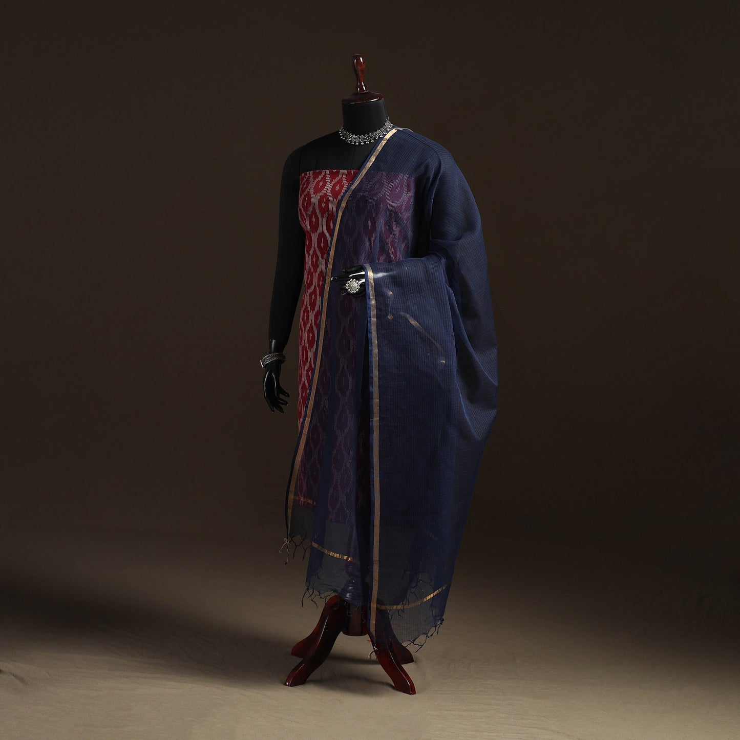 Plain cotton kota doria dupatta 24 - handcrafted