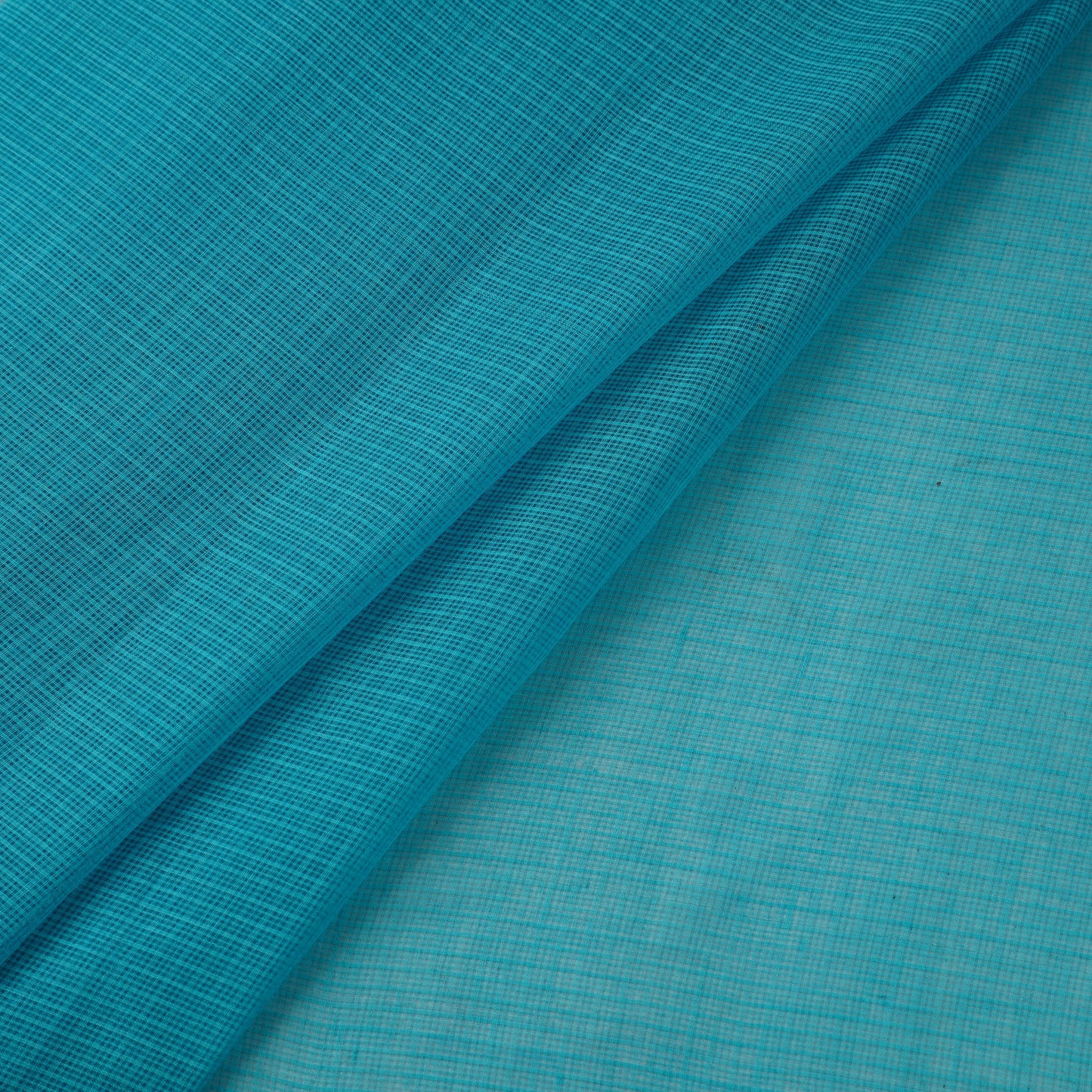 Blue - plain cotton kota doria fabric 12 - handcrafted