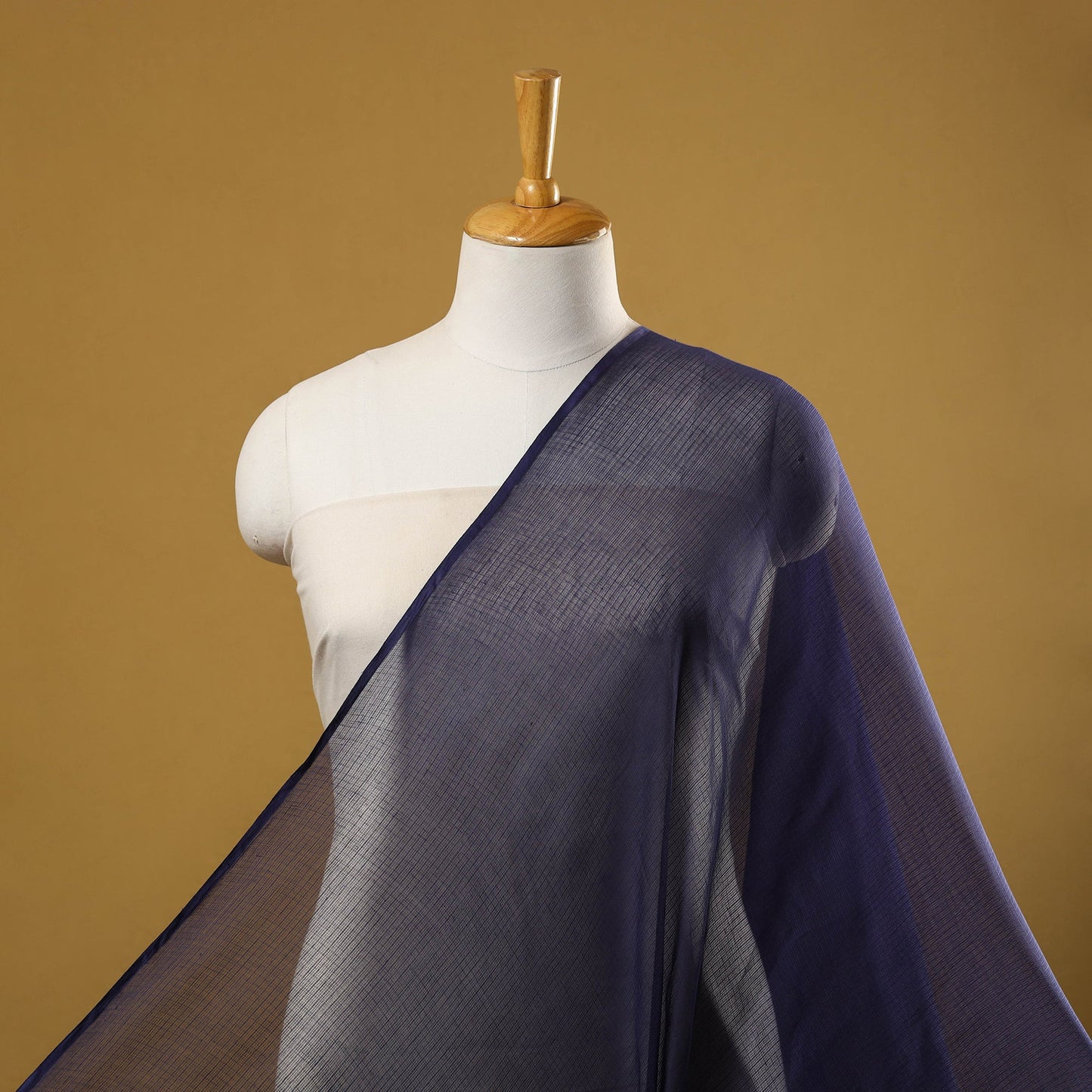 Blue Plain Cotton Kota Doria Fabric 