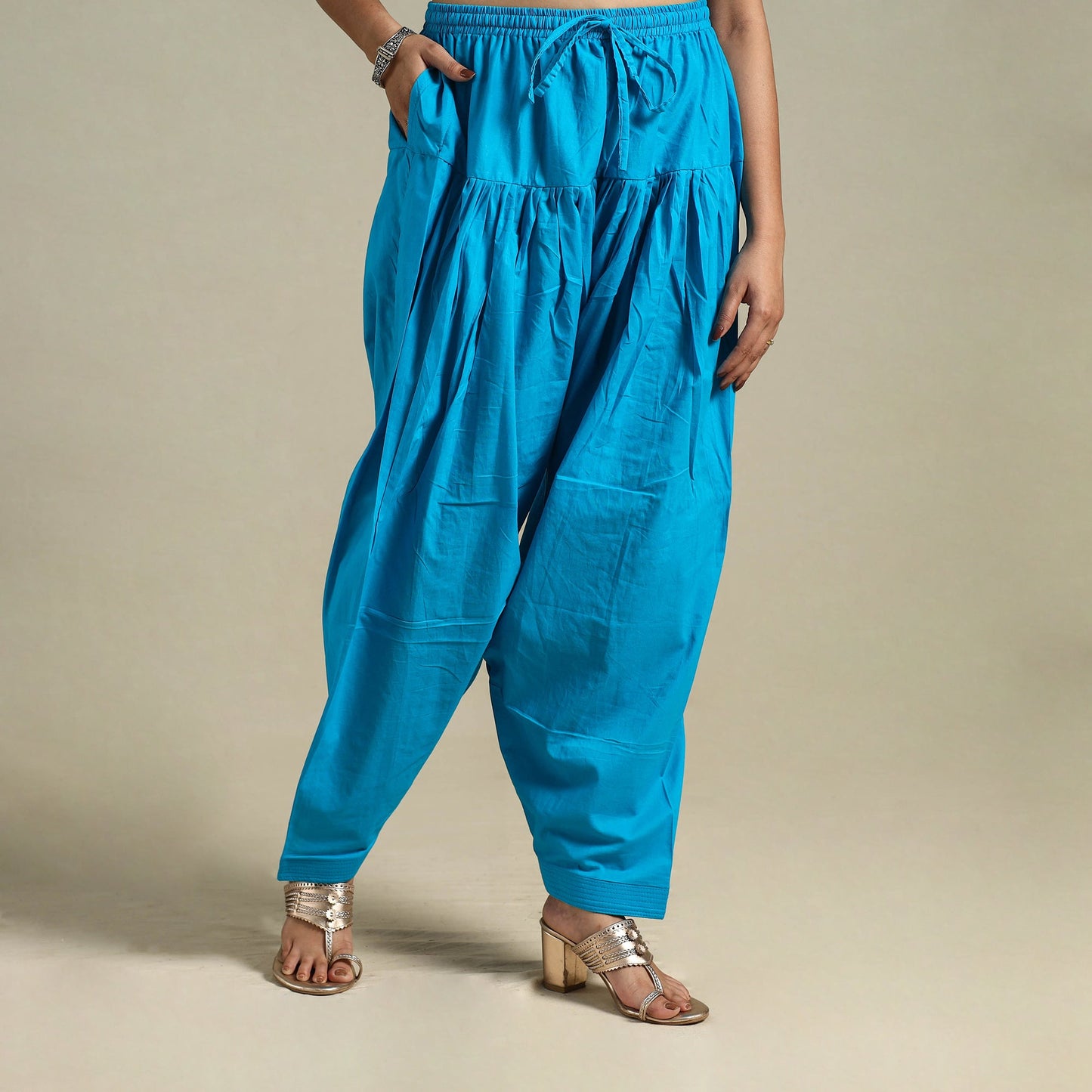 Blue Plain Cotton Women Salwar