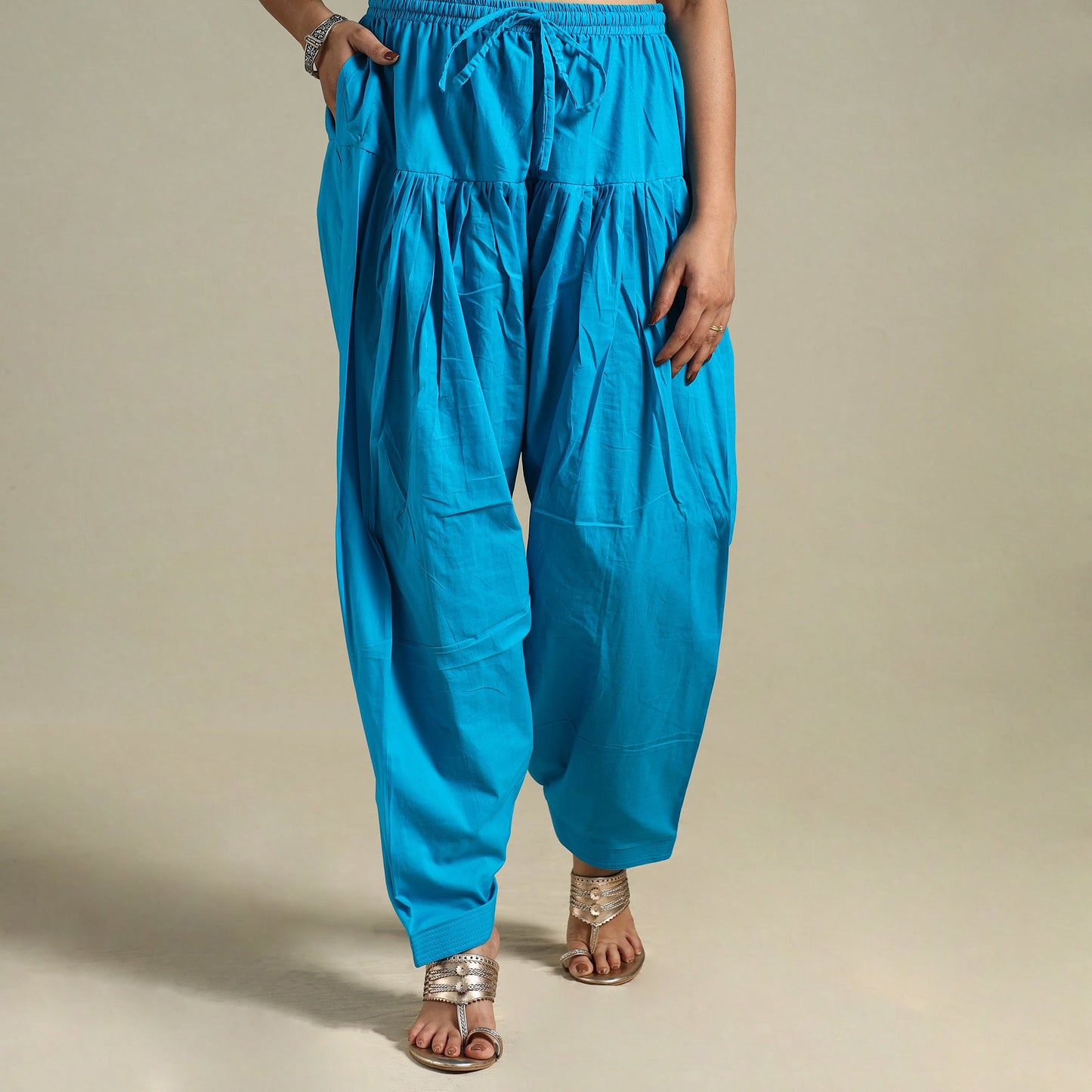Blue Plain Cotton Women Salwar