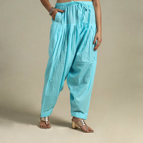 Blue Plain Cotton Women Salwar