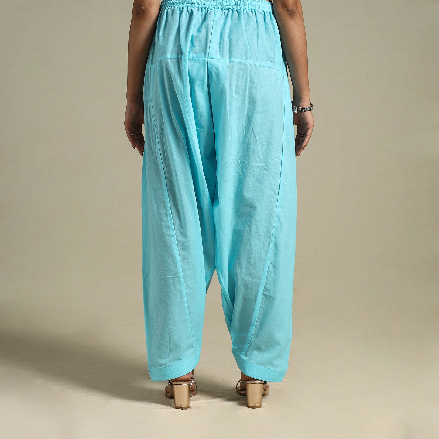 Blue Plain Cotton Women Salwar