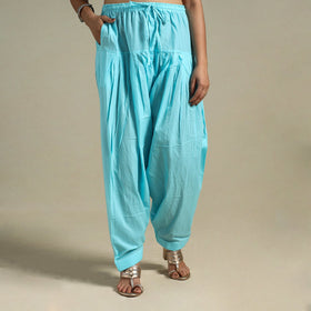 Blue Plain Cotton Women Salwar