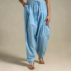 Blue - plain cotton women salwar 10 - handcrafted