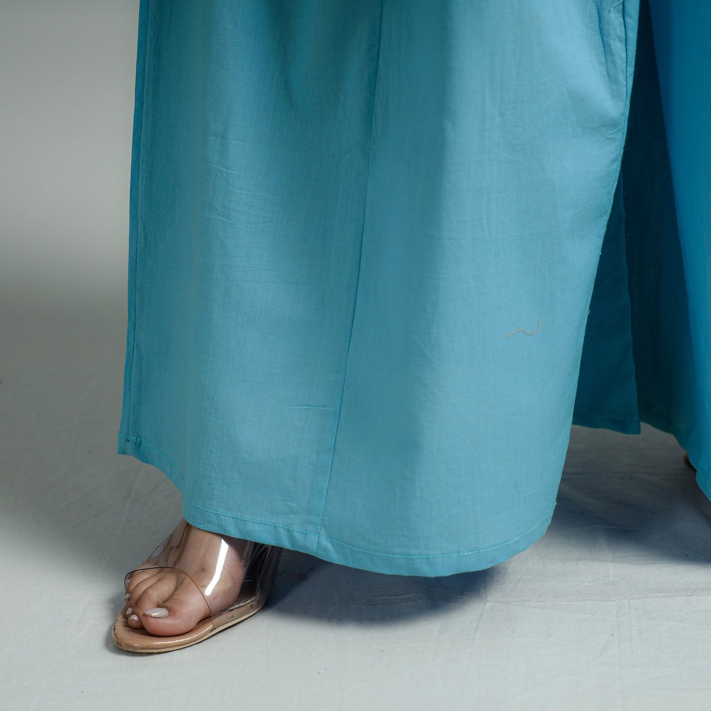 Buy Blue Plain Dyed Cotton Flared Palazzo Online