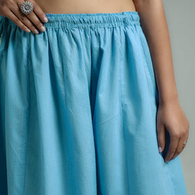 Buy Blue Plain Dyed Cotton Flared Palazzo Online