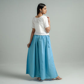 Buy Blue Plain Dyed Cotton Flared Palazzo Online