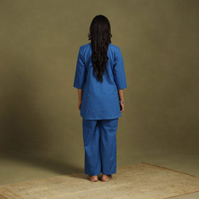 Blue Plain Dyed Cotton Co-Ord Set