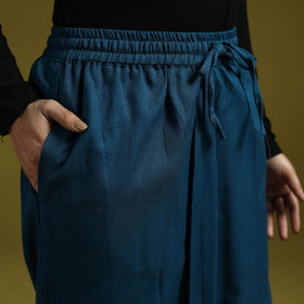 Blue - plain flex cotton elasticated harem pant 17