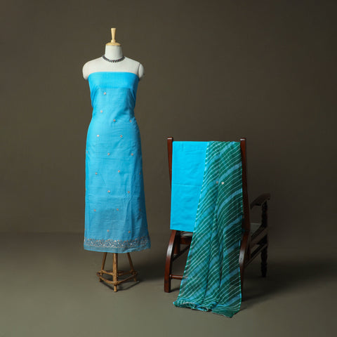 Plain kota doria cotton zari work 3pc unstitched dress