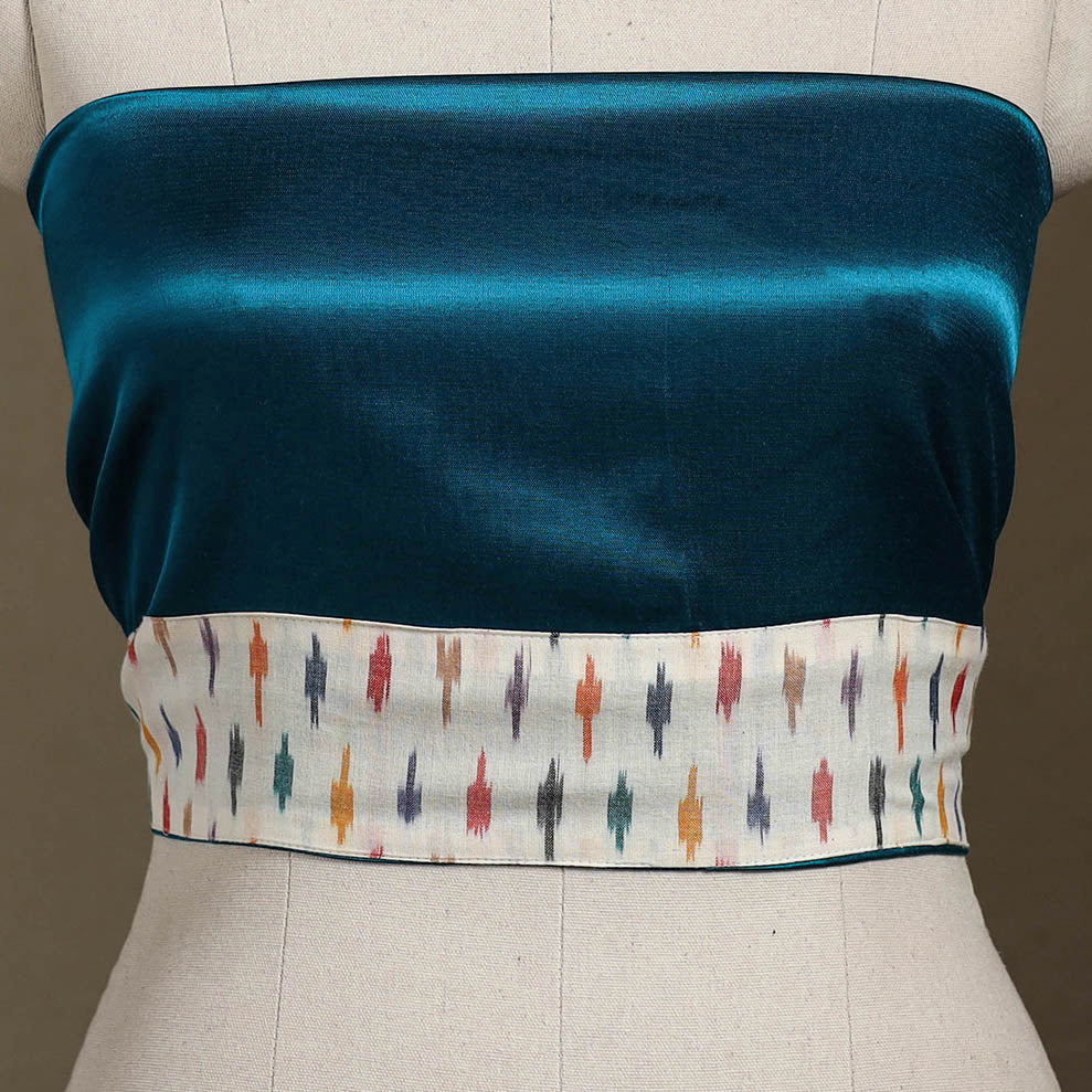 Blue Plain Mashru Silk Blouse Piece 