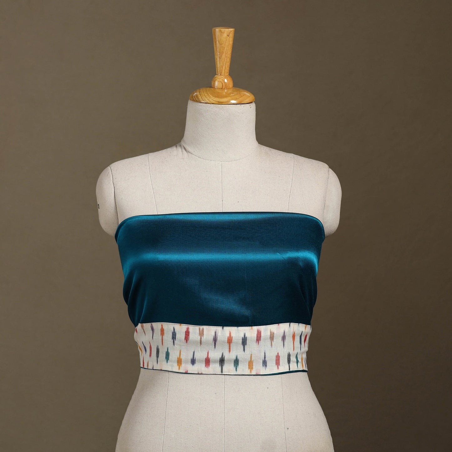 Blue Plain Mashru Silk Blouse Piece 