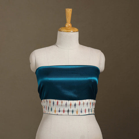 Blue Plain Mashru Silk Blouse Piece 