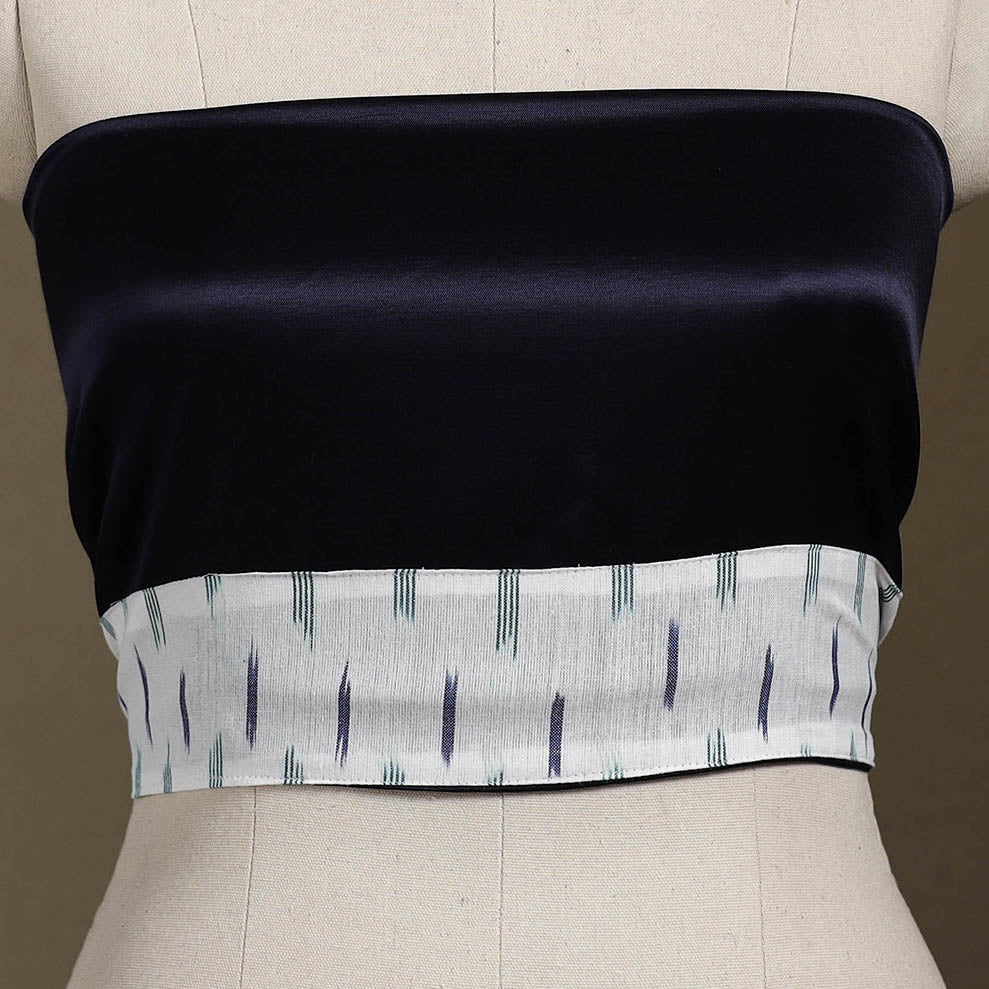 Blue Plain Mashru Silk Blouse Piece 